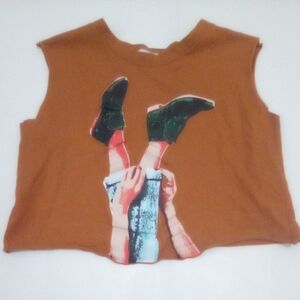 Brown Graphic Crop Top